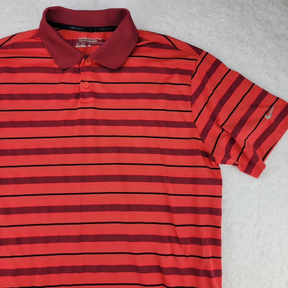 Nike Golf Tour Performance Shirt Mens Large Dri Fit Polo Short Sleeve Striped